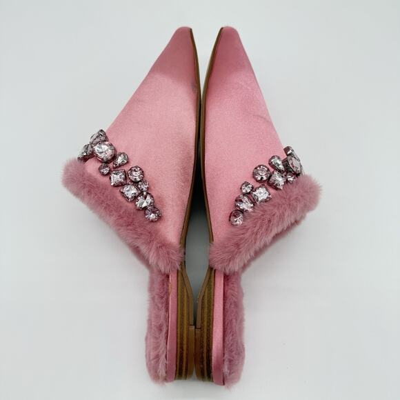 Isaac Mizrahi Live! Embellished Mule Pink Size 6 Gems Dress-Up Satin Fancy - Picture 4 of 6